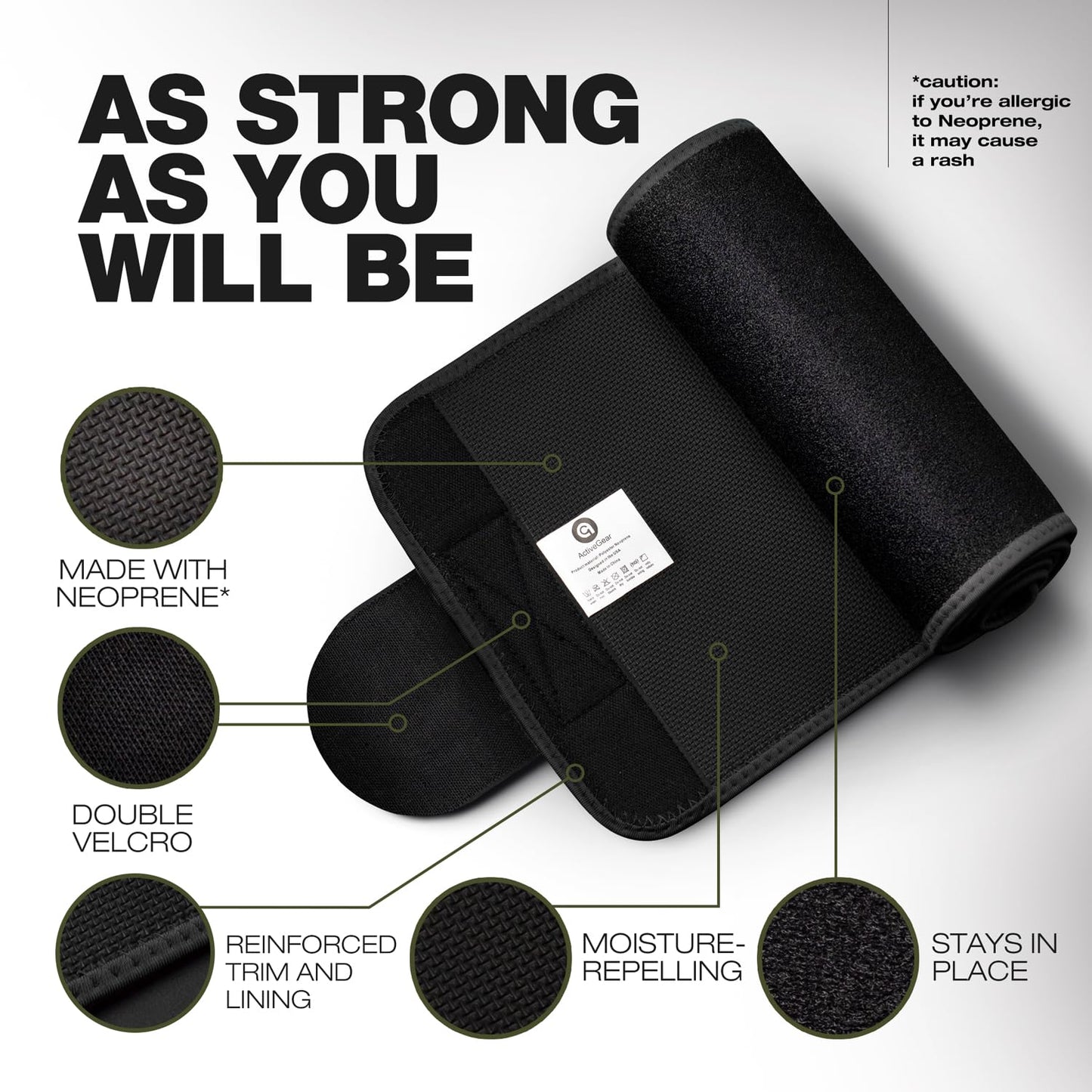 ActiveGear Waist Trimmer Belt with Back Support, Large: 9"x46" - Army Green