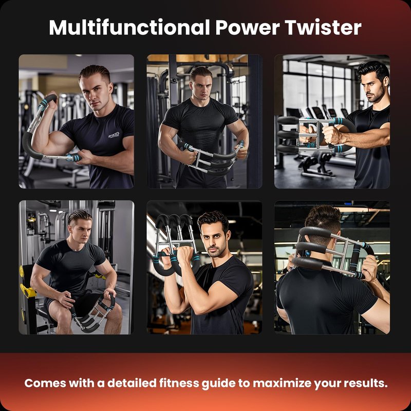 Adjustable Twister Arm Trainer with 4 Springs & Workout Guide, 12 Resistance Levels (40-110 lbs) – Portable Chest & Upper Body Strength Trainer for Men & Women, Home Gym Muscle Builder