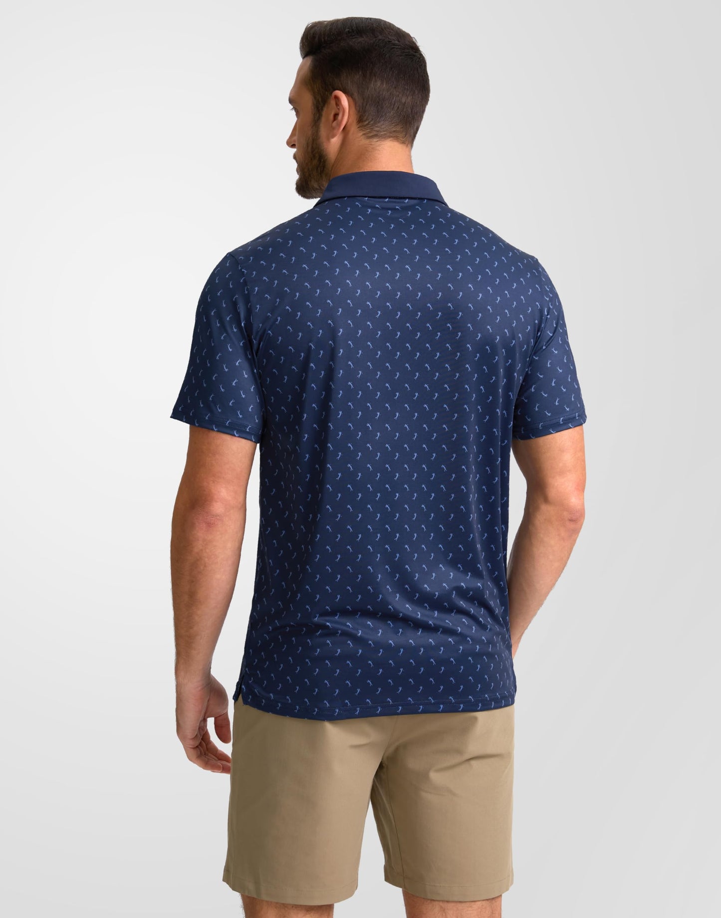 Obla Mens Golf Polo Shirts Short Sleeve Dry Fit Performance Moisture Wicking Casual Print Collared Golf Shirts for Men(Navy Golf Swing_4XL)