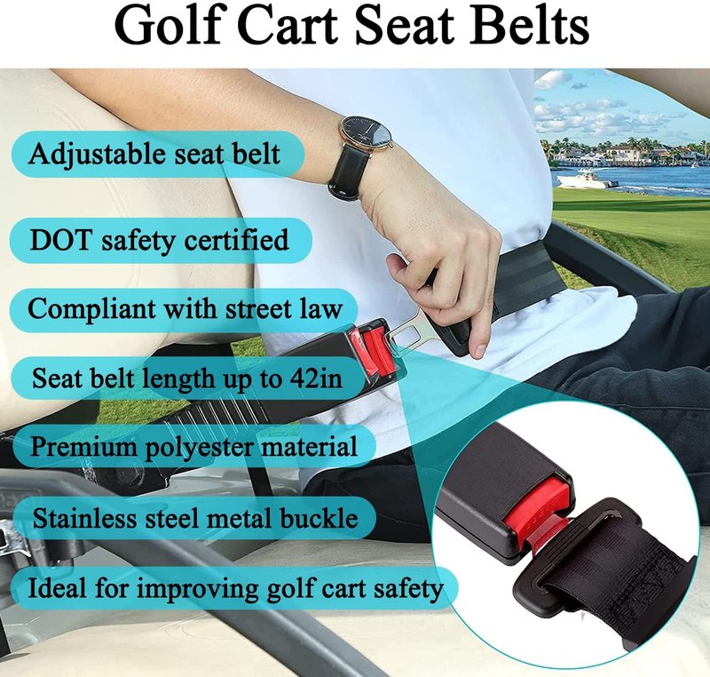 10L0L Retractable Golf Cart Seat Belt Kits for EZGO, Club Car & Yamaha, 42" Seat Belts Set of 2, Street Legal Safety Belts with Screws