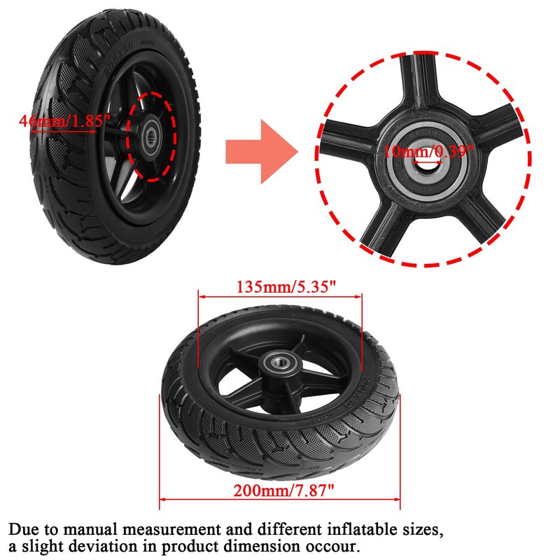 PRO CAKEN 200x50 solid tire wheel with Plastic Hub for electric scooter balance car 8x2 solid wheel explosion proof puncture tubeless tire parts…