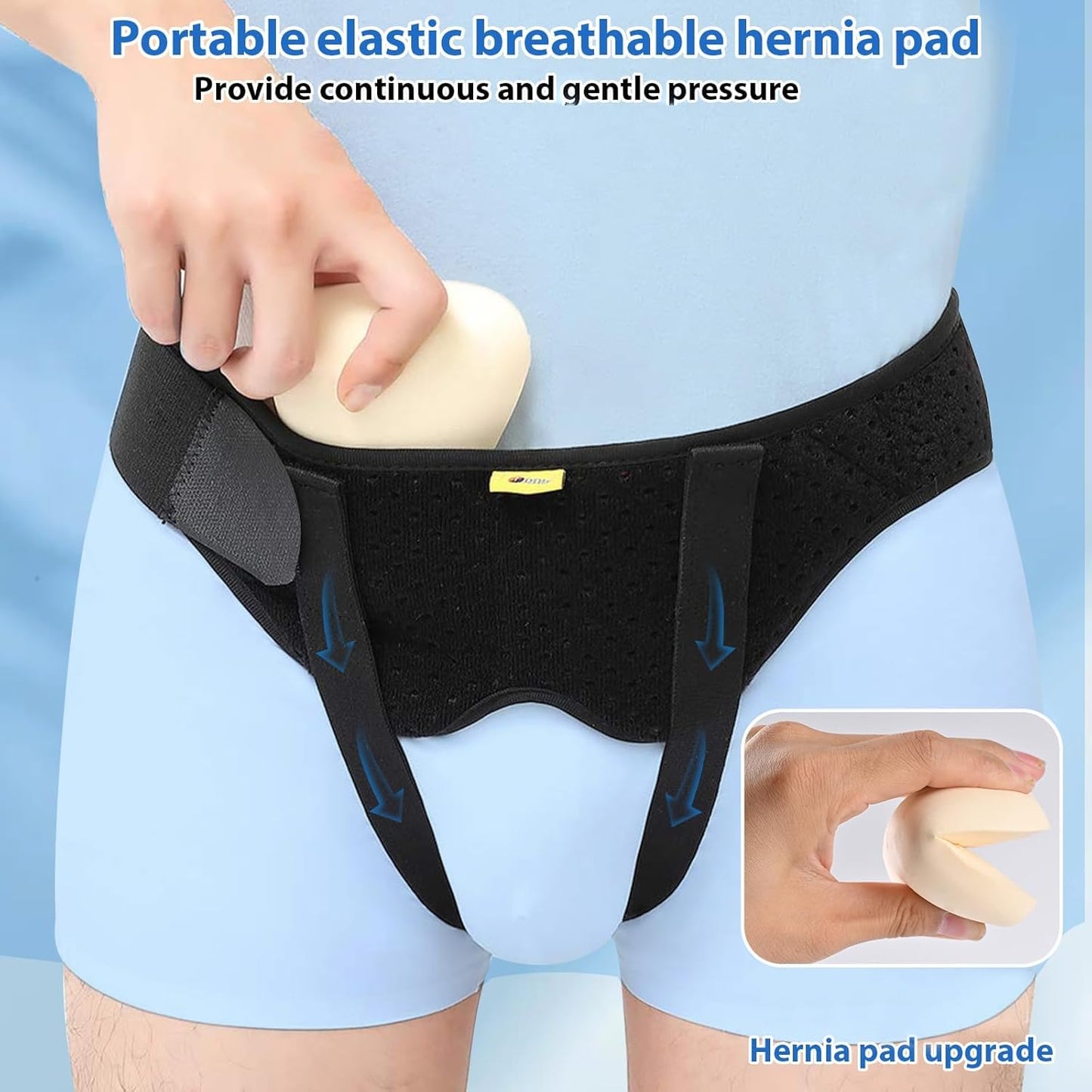 TENB Hernia Belt for Men Hernia Support Truss for Single/Double Inguinal or Sports Hernia, Adjustable Waist Strap with 2 Removable Compression Pads Breathable Material (Medium)
