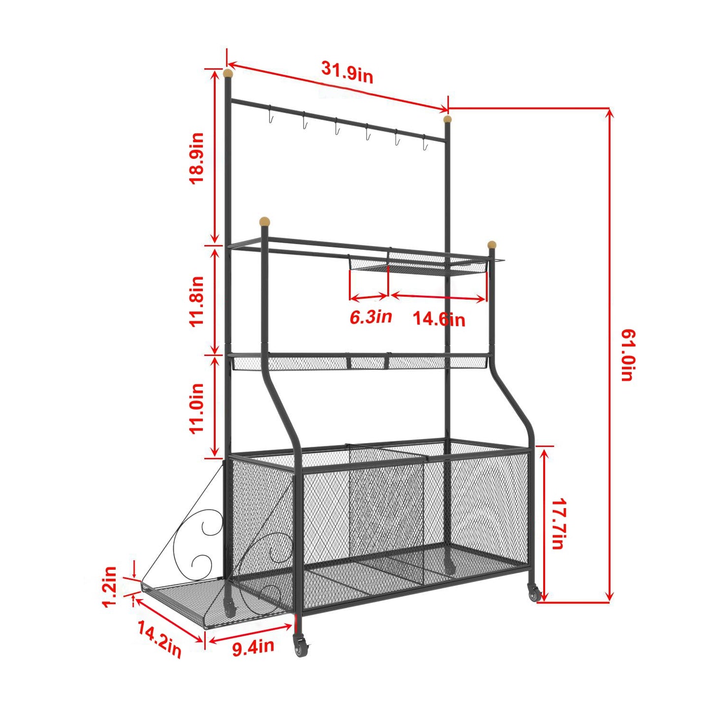 MOMINGXPENG Garage storage, Garage Sports Equipment Organizer Rack for Home Gym Black Rolling Basketball Holder sports equipment storage Indoor/Outdoor