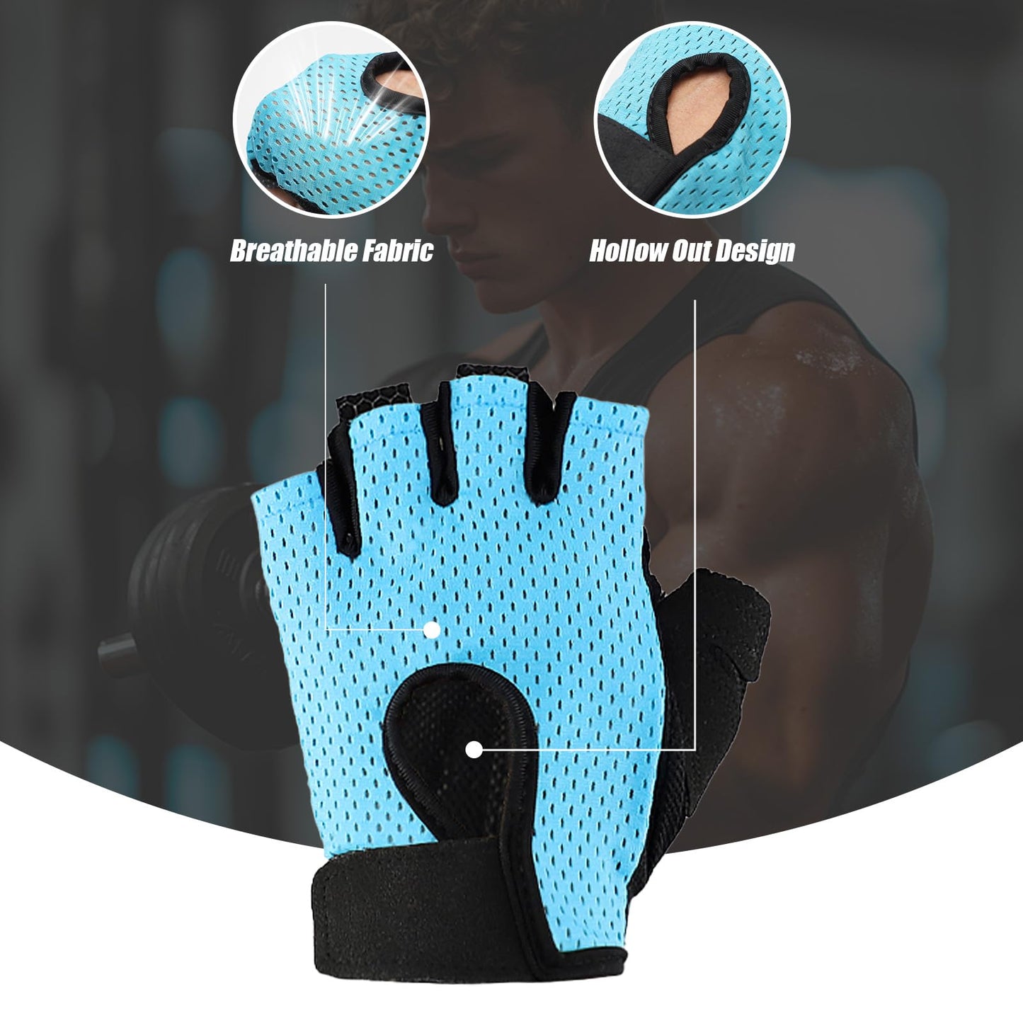 CINDALOG Weight Lifting Gloves Full Palm Protection, Workout Gloves for Gym, Cycling, Exercise, Breathable, Super Lightweight for Mens and Women (Pink, Large)