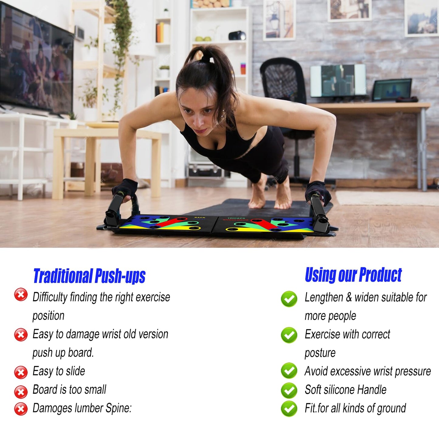 Locisne Push Up Board for Men & Women, Portable Foldable Multi-Function Push Up Bar, Chest Muscle Exercise Professional Homeworkout Equipment System Fitness Strength Training Equipment