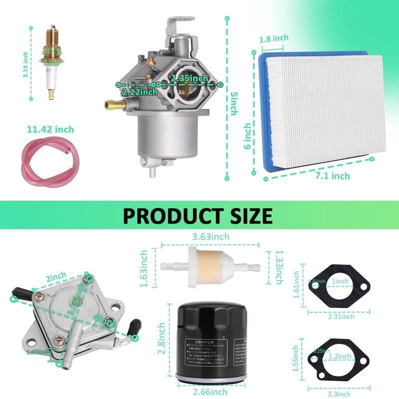 Golf Cart Tune Up Kit Compatible with Club Car DS Gas 1992-2004 with 1016478 Carburetor, 1016467 Oil Filter, 1025582 Air Filter, 1014523 Fuel Pump, AM116304 Fuel Filter and F7TC Spark Plug by Podoy