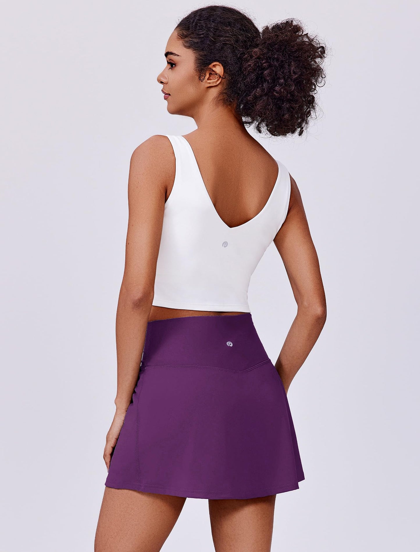 PINSPARK Golf Skirts for Women V Waisted Tennis Skorts Lightweight Athletic Skirt Stretchy Workout Skort with Pockets, Dark Purple XXL