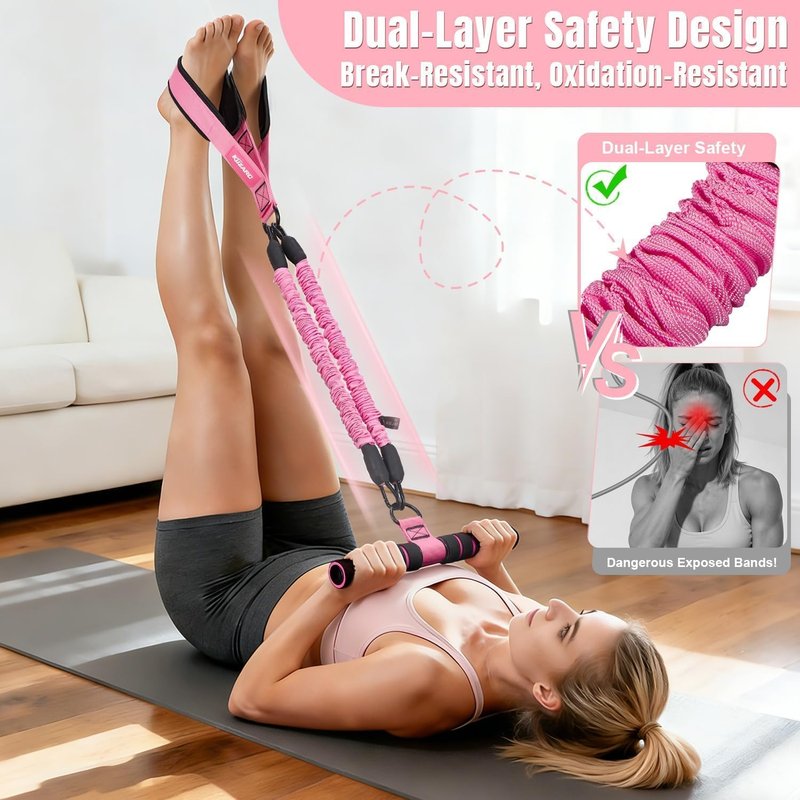 KUZARO Multifunction Resistance Bands - Adjustable 3 Tube Workout Set for Abdomen, Arms & Legs | Ideal for Women