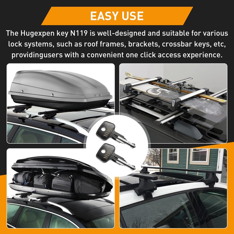 Hugexpen N119 Key Replacement for Thule Rack Core, Key Cylinder for Bike Rack Lock, Roof Cargo Lock, Roof Rack Locks, Cross Bars, Towers, Ski Rack Etc