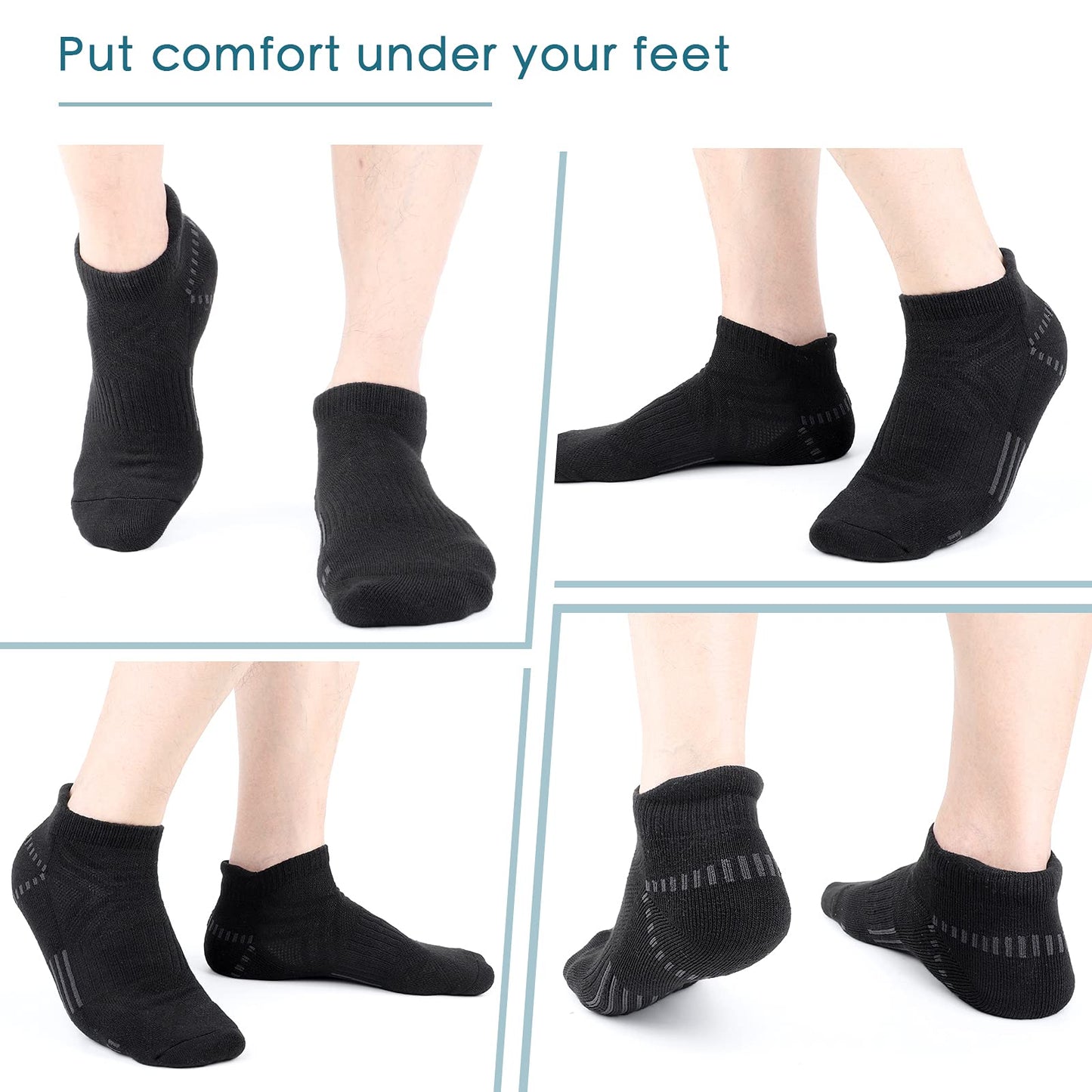 Airacker Ankle Athletic Running Socks Cushioned Breathable Low Cut Sports Tab Socks for Men and Women (6 Pairs)