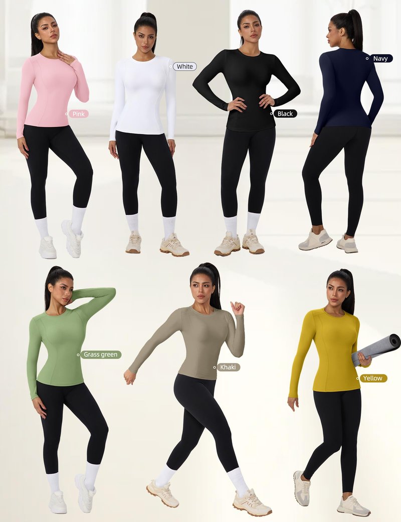 SPVISE White Long Sleeve Compression Shirt Women Workout Tops Quick Dry Athletic Base Layer Undershirts for Gym Yoga Running