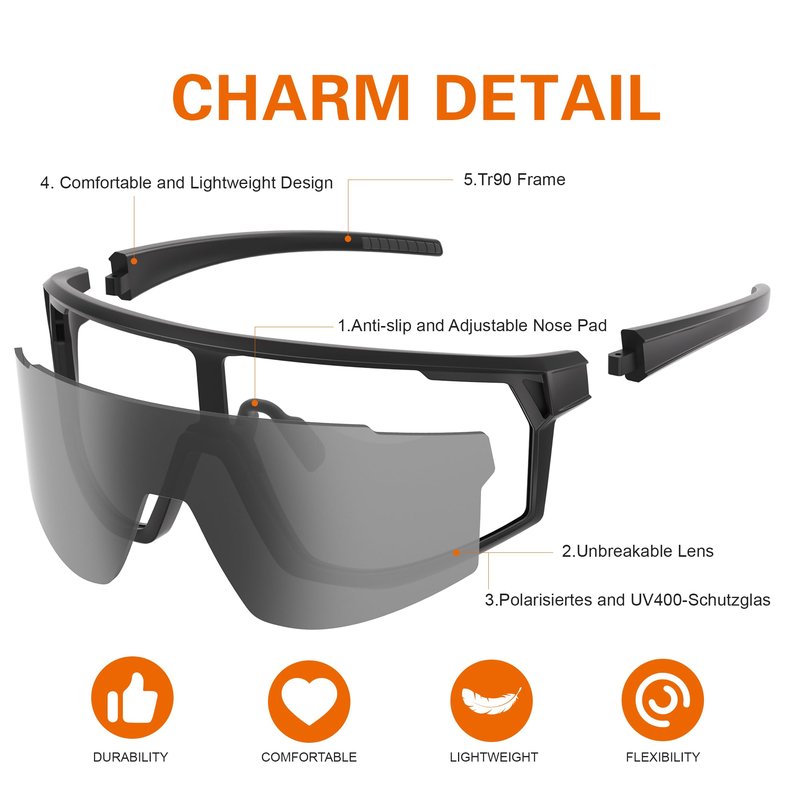 Occhsouo Sports Sunglasses for Men: Womens Cycling Glasses Youth Sunglasses for Baseball