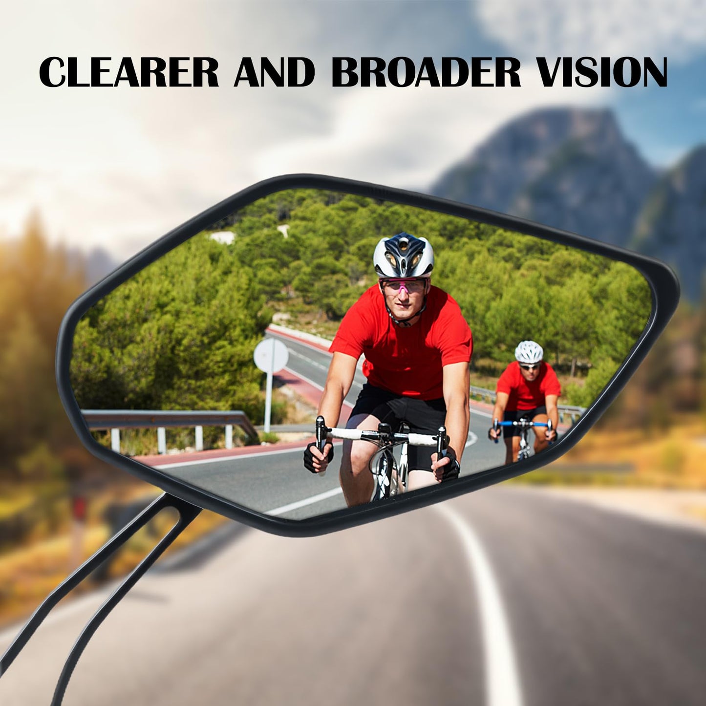 2 Pack Bike Mirrors, 360°Rotatable HD Wide Angle Rear View Mirror - Universal Handlebar Accessories for Mountain/Road Bike, Scooter, E-Bike (Black)