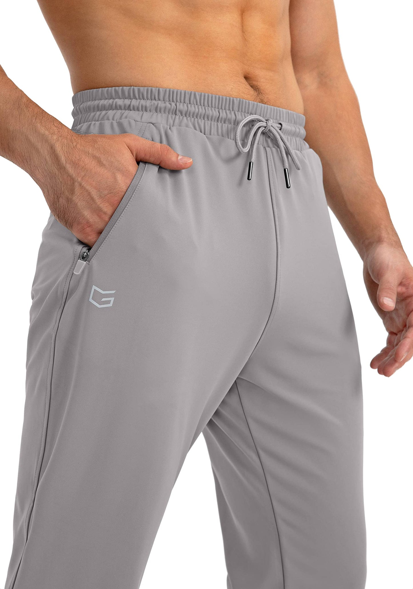G Gradual Men's Sweatpants with Zipper Pockets Tapered Joggers for Men Athletic Pants for Workout, Jogging, Running (Light Grey, XX-Large)