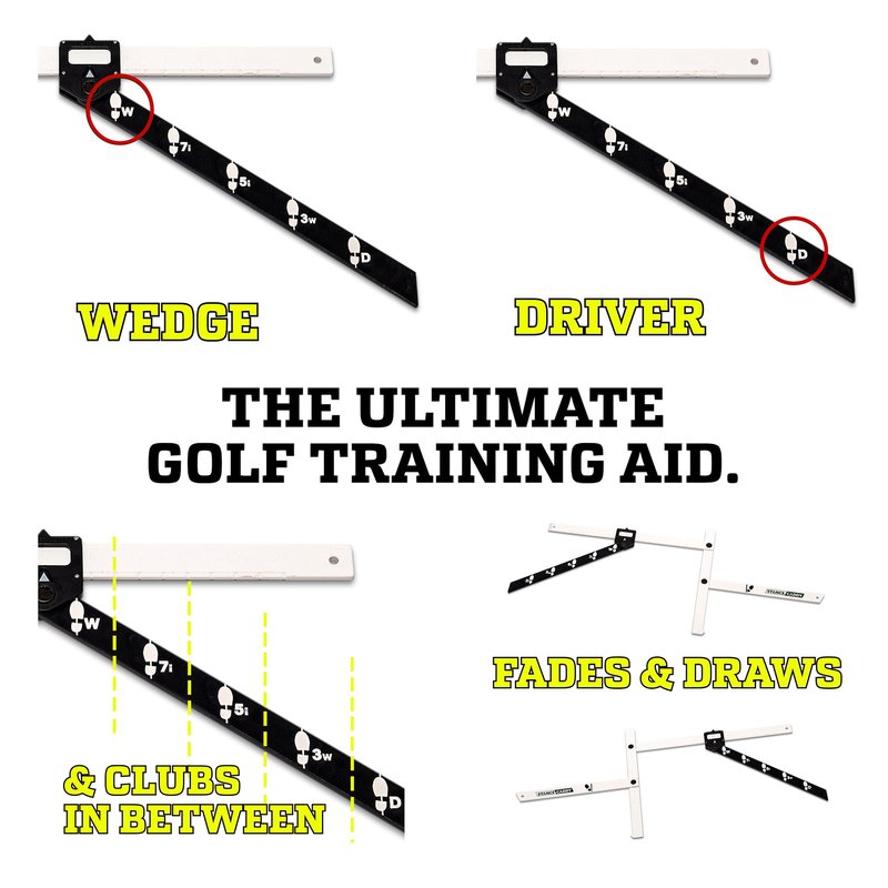 Stance Caddy Golf Stance and Alignment Training Aid – Setup Left & Right Handed - Proper Ball Position & Foot Placement Golf Aids/Tool – Pro Perfect Wedge to Driver – Portable Alignment Stick Mat