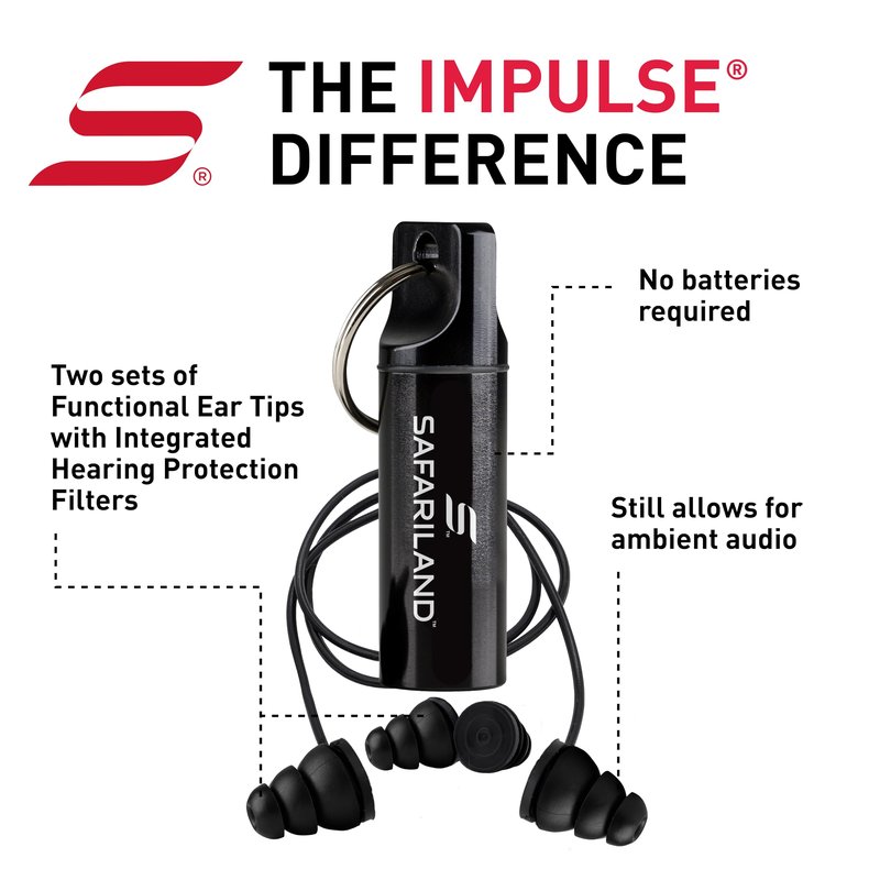 Safariland Pro Impulse Hearing Protection, In Ear Earplugs with Keychain Storage Case - Hearing Protection for Firing Range, Shooting and Hunting