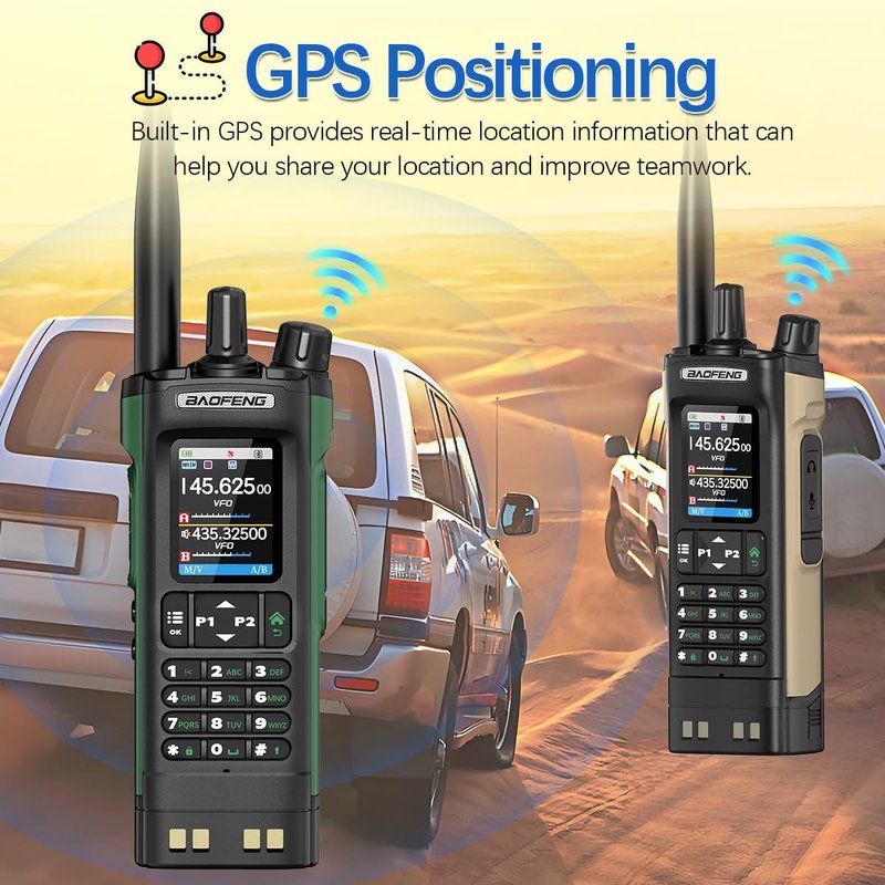 BAOFENG UV-32 Ham Radio | 10W Rechargeable Walkie Talkie with GPS & NOAA Weather | Long Range 2500mAh Battery, USB-C Charging (2-Pack)