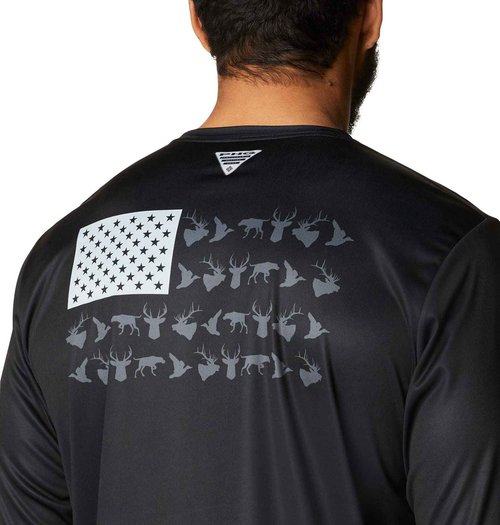 Columbia Men's Standard PHG Terminal Shot LS, Black/Graphite Game Flag, XX-Large