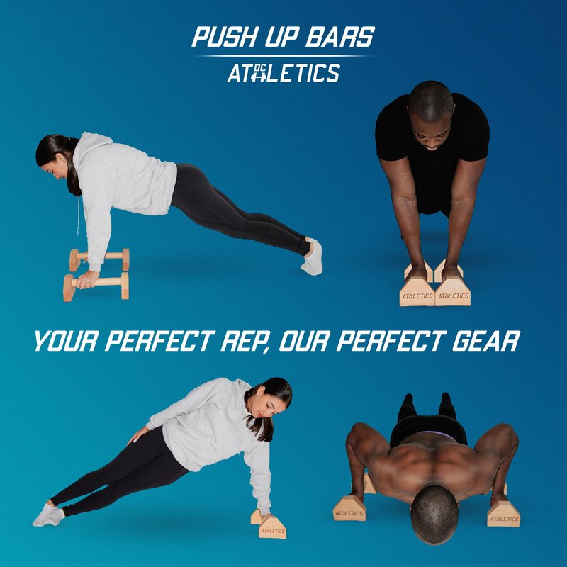 DC ATHLETICS® Push Up Bars – Parallettes with Anti-Slip Pads & Rock-Solid Base – Joint-Friendly Basebar -FSC-Certified Beech Wood – Calisthenics, Handstand & Planche Training