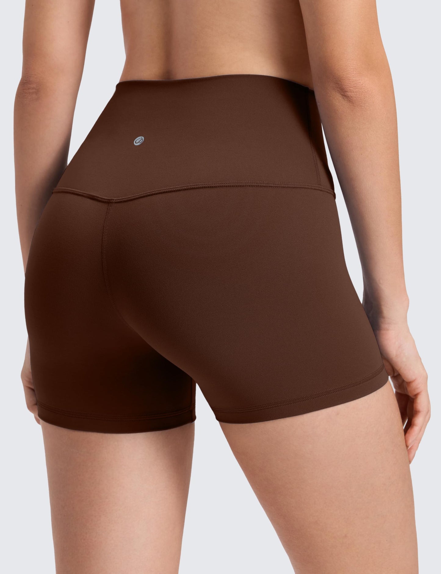 CRZ YOGA Butterluxe Biker Shorts 4'' - High Waisted Booty Workout Volleyball Yoga Womens Spandex Lava Brown Large
