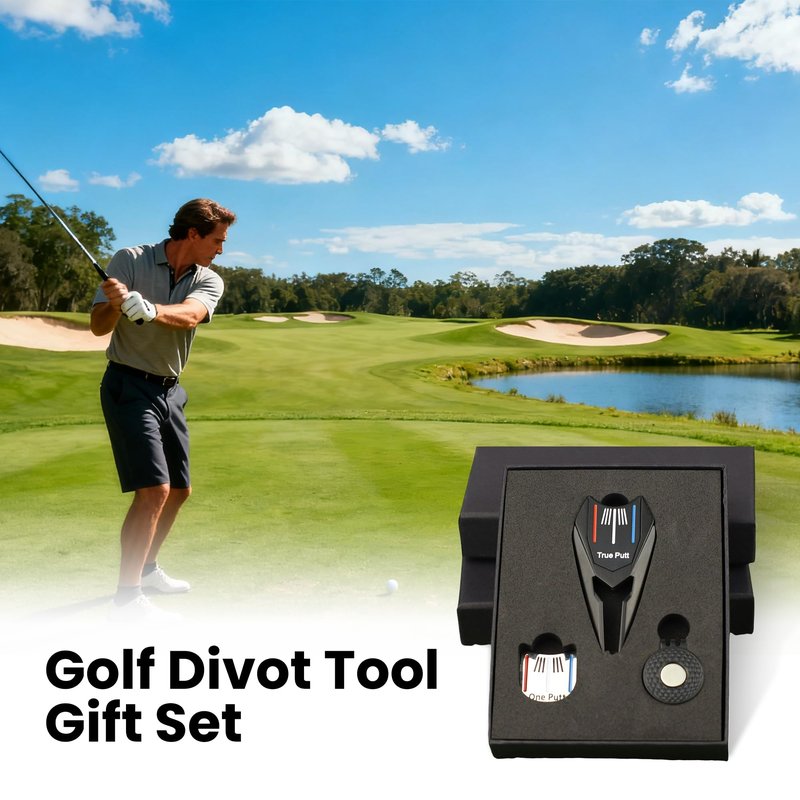 ETOFIXEE Golf Divot Tool Gift Set - 1 Divot Tool, 1 Ball Marker, 1 Hat Clip | Golf Repair Tool Kit for Men & Women | Premium Golf Accessories Set | Ideal Golf Gift for Golfers (Black)