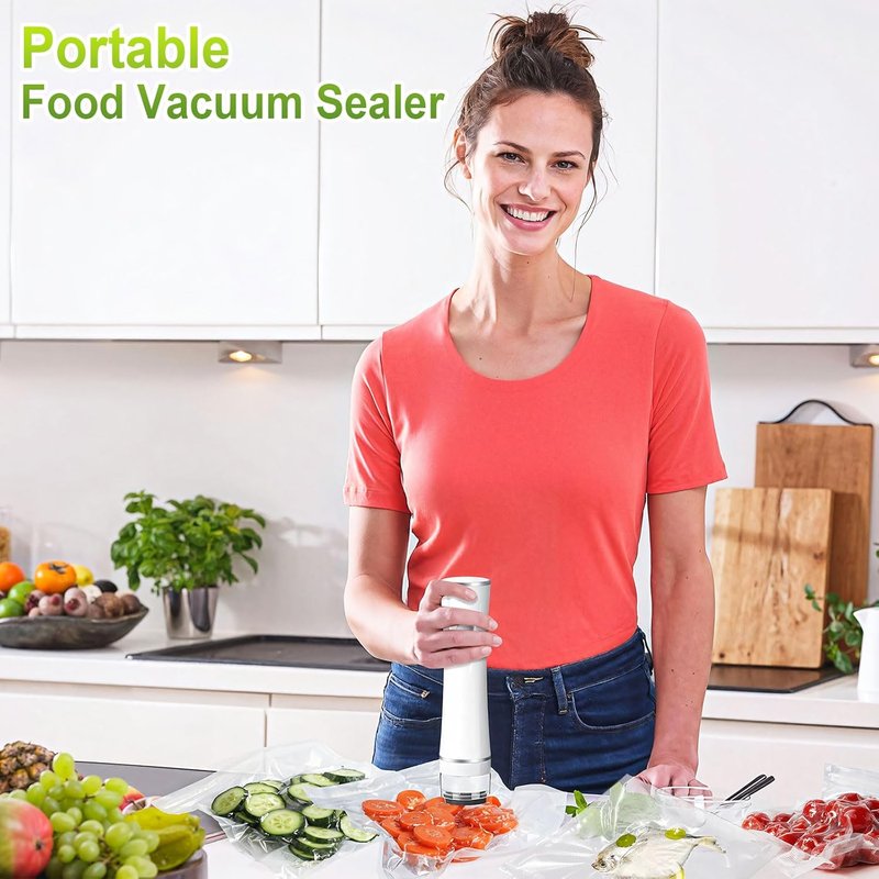 Handheld Vacuum Sealer - Compact Food Sealer for Wet & Dry Food | Strong Suction, 5X Freshness Preservation, White