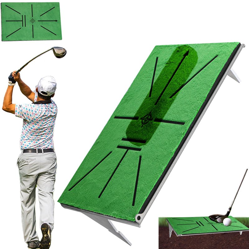 Swingmetrics Golf Hitting Mat – Swing Path Detection with 14''x9'' Aluminum Base 3'' Dual Ground Spikes – Golf Practice Mat for Outdoor Use, Swing Feedback & Training Aid (Swing Path Only)