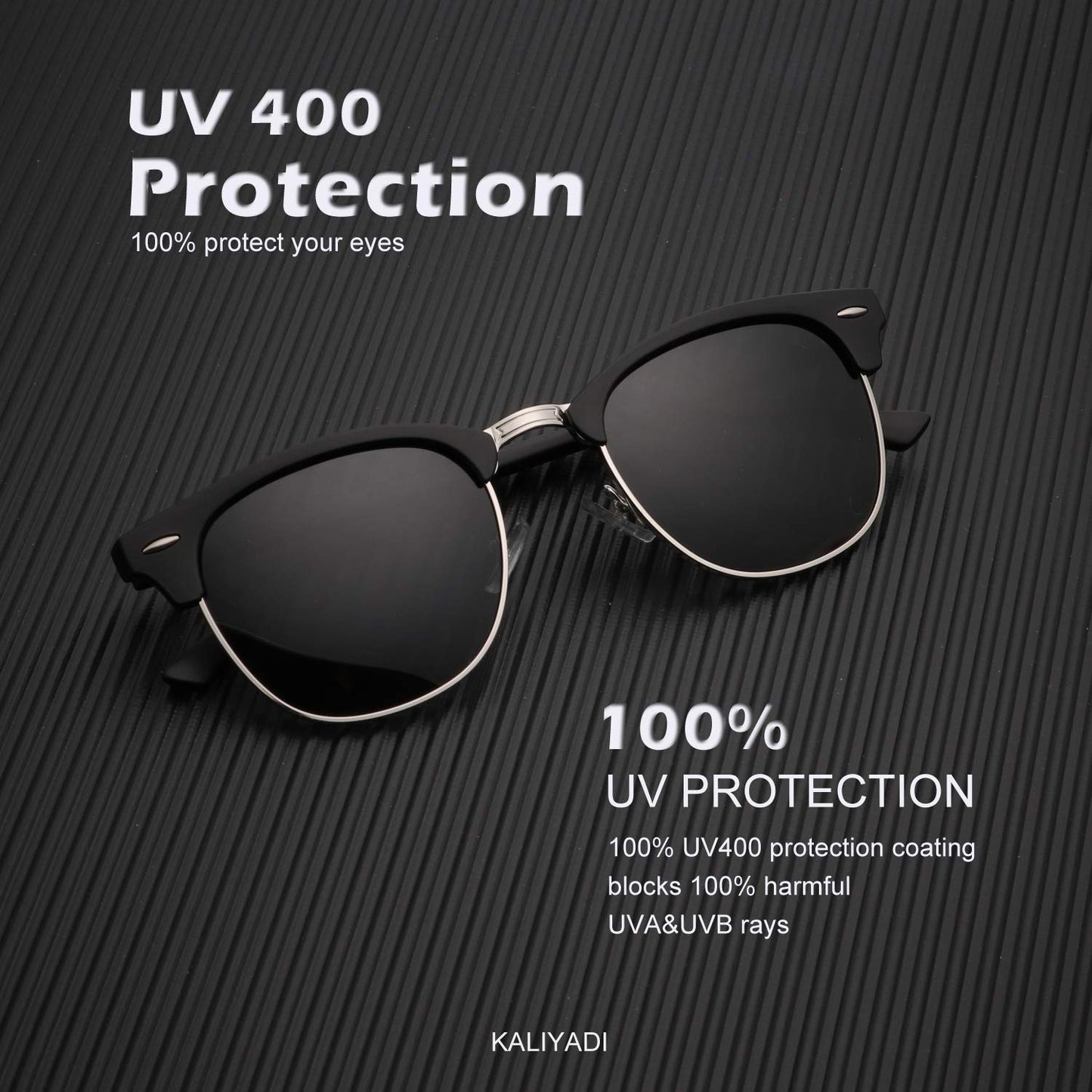 KALIYADI Polarized Sunglasses for Men and Women Semi-Rimless Frame Driving Sun glasses UV Blocking