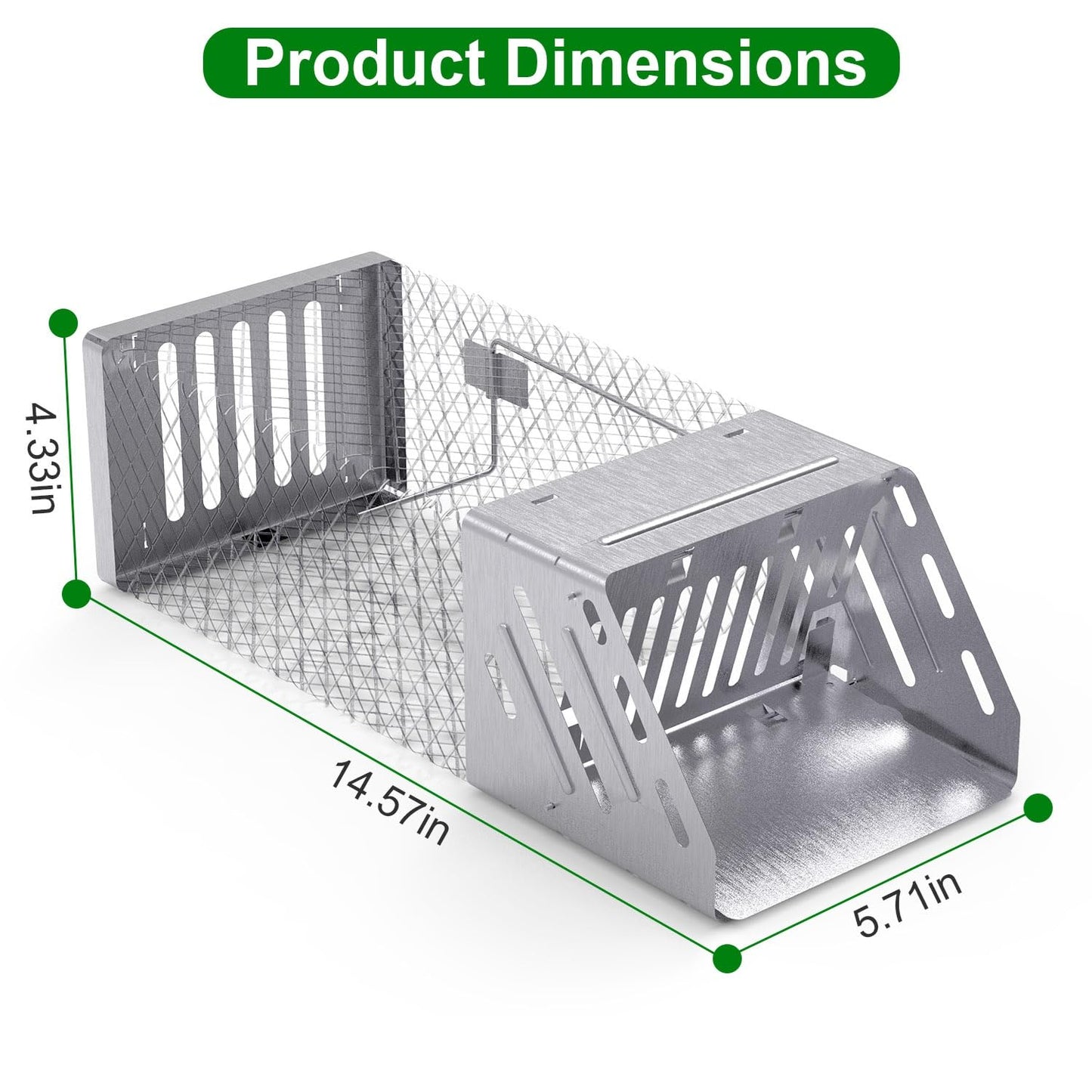 Humane Rat Trap, Automatic Continuous Mouse Cage Single Door Live Animal Trap Cage Indoor Outdoor for Small Rodents Chipmunk Mice Voles, Catch and Release