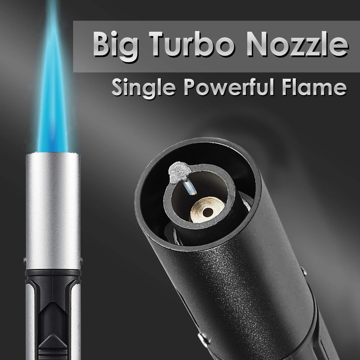 4 Pack Butane Torch Lighter, Urgrette 6-inch Refillable Pen Lighter Pencil Torch Lighter Long Torch Adjustable Jet Flame Butane Lighter for Grill BBQ Candle Camping Fireplace (Gas Not Included) Black