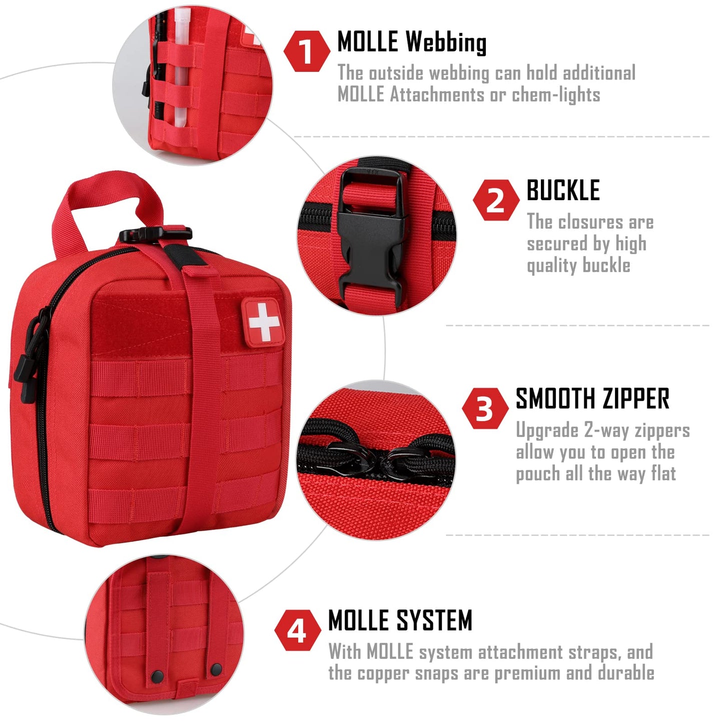 LIVANS 1000D First Aid Bag Empty Medical Ifak Pouch Molle EMT Pouches Rip-Away Tactical Military Trauma Emergency Medic Bag