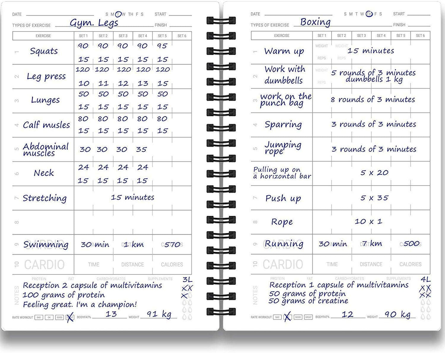 Fitness Log Book & Workout Planner - Designed by Experts Gym Notebook, Workout Tracker, Exercise Journal for Men Women