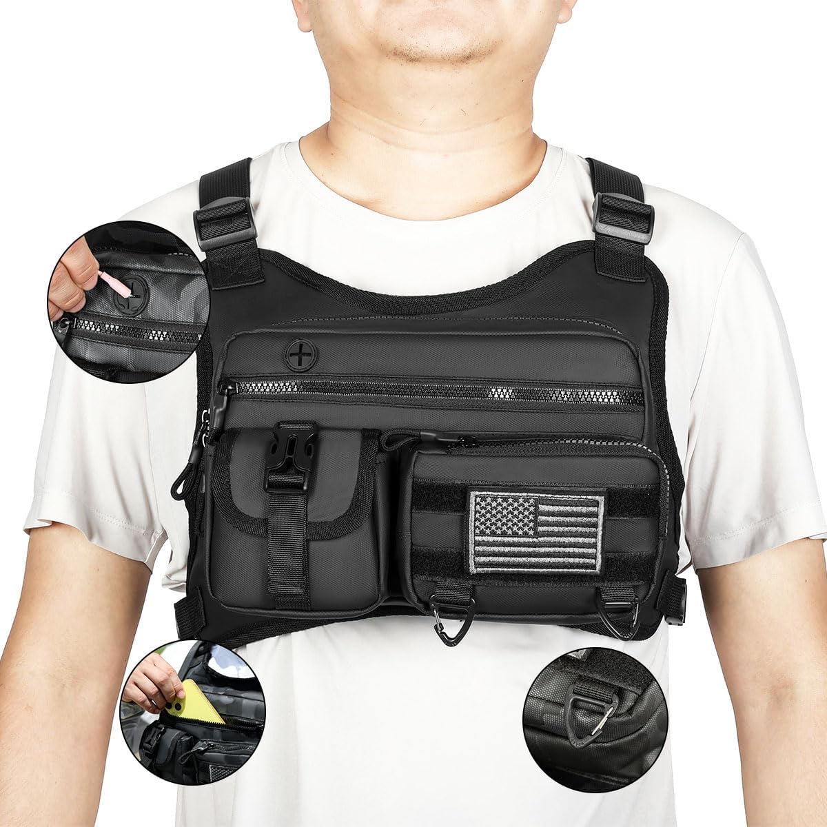 Outdoor Sports Chest Bag - Water Resistant Lightweight Vest for Running, Hiking & Cycling | Extra Storage Capacity