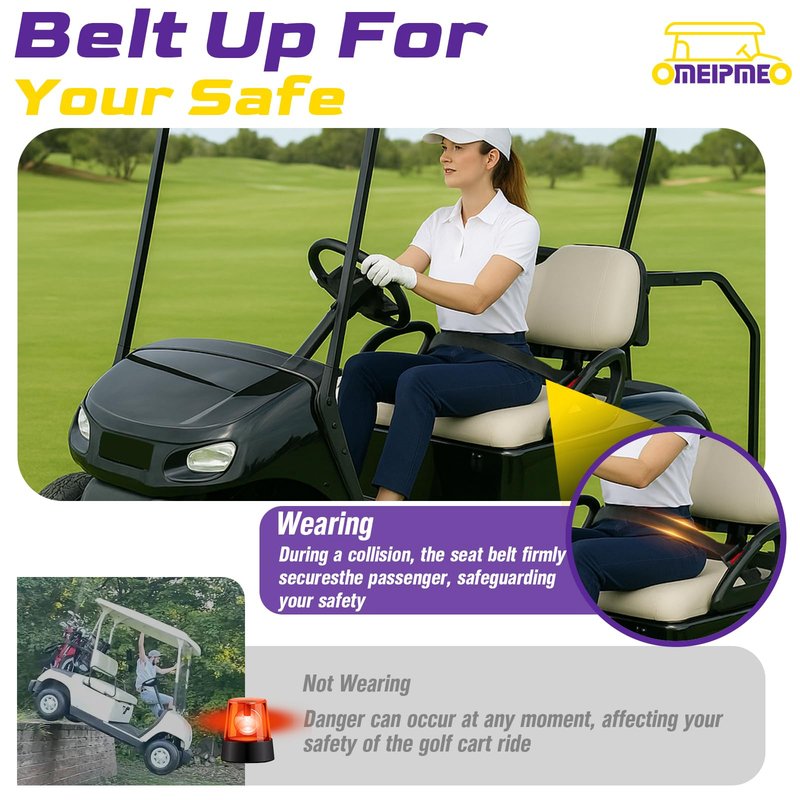 4PCS Golf Cart Seat Belt Kit, 42" Retractable Golf Cart Seat Lap Belt Non-Slip, Soft Padding, One Click Fastening, Universal Front and Rear Golf Cart Seat Belts for Club Car EZGO YAMAHA UTV ATV