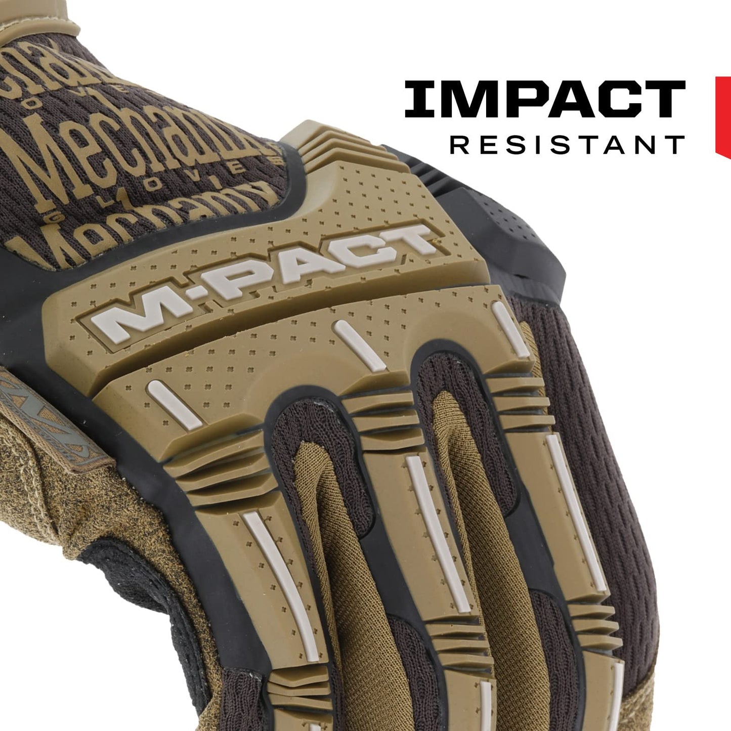 Mechanix Wear: M-Pact Work Gloves with Secure Fit, Work Gloves with Impact Protection and Vibration Absorption, Safety Gloves for Men (Brown, Medium)