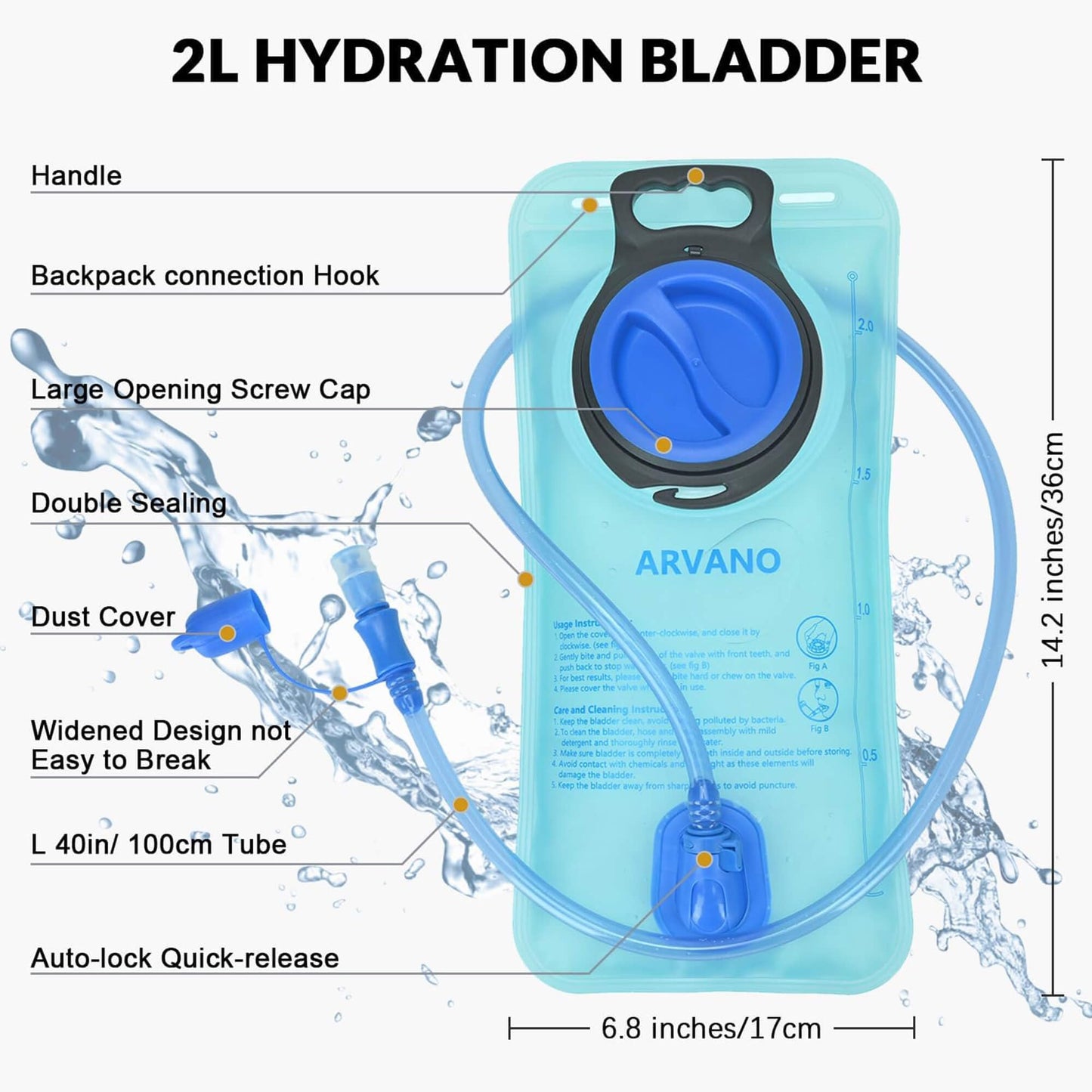 Arvano Hydration Backpack, Lightweight Hydration Pack with 2L Water Bladder, 6L Water Backpack for Men Women Cycling, Hiking, Mountain Biking, Skiing