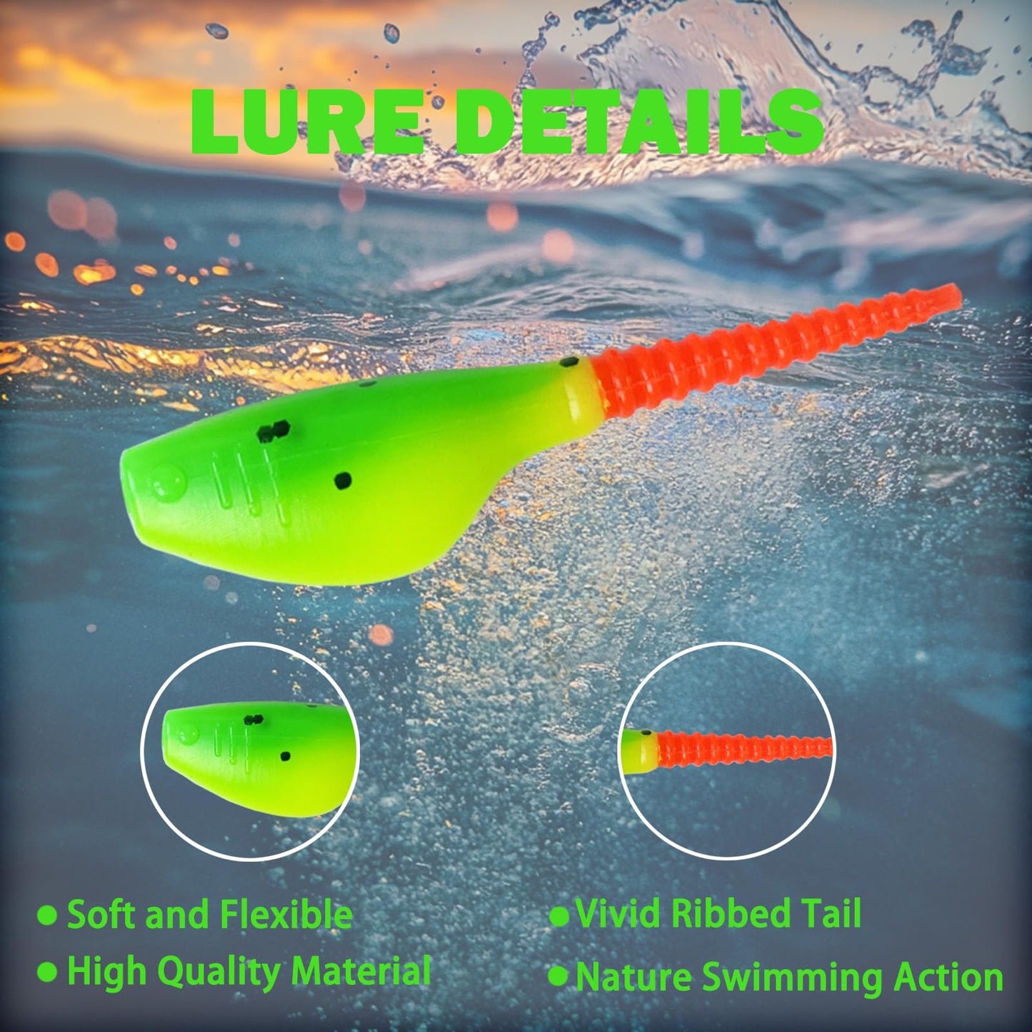 Bombite Crappie Lures Crappie Baits Kit Soft Plastic Lures for Trout Bass Panfish Bluegill 24 Packs