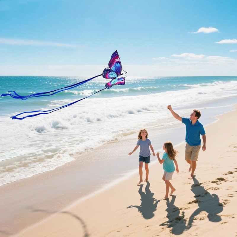 Butterfly Kites - Easy to Fly Large Single Line Kite for Kids & Adults | 55" x 28" Beach Kite with 300ft String Handle