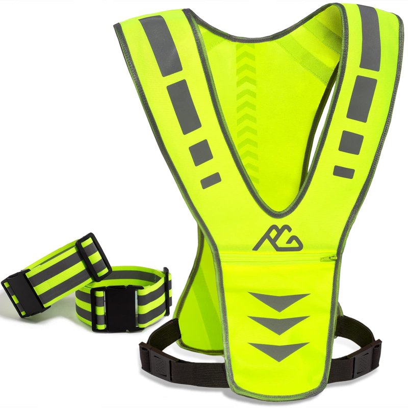 GoxRunx Reflective Running Vest Gear for Women Men Kids, Safety Reflective Vest for Night Cycling Walking Bicycle (Green)