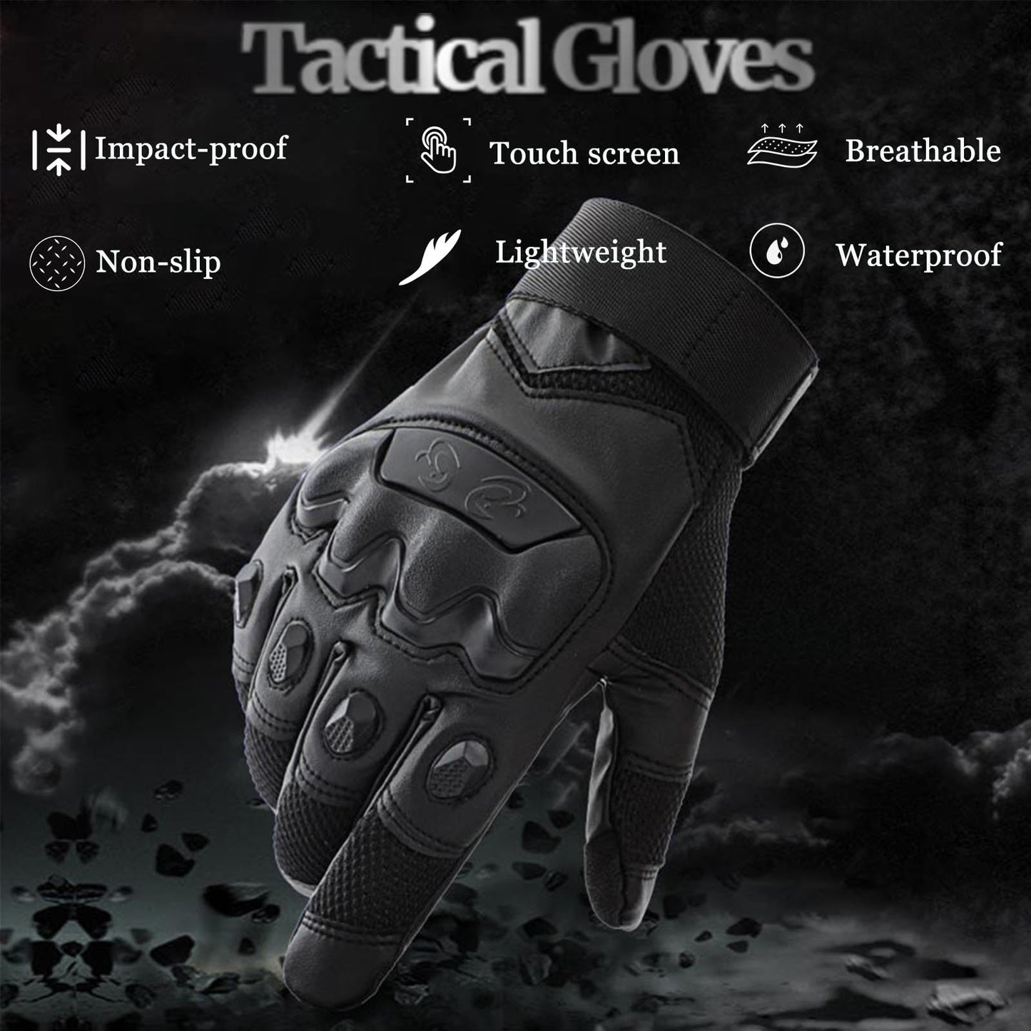 Nswern Tactical Gloves for Men Touchscreen Motorcycle Gloves with Hard Shell Leather Palm Padding for Outdoor Sports Motorcycle Cycling Tactical Airsoft Paintball Hunting Hiking Camping Climbing