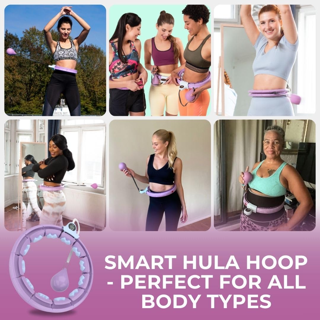 Swiss Activa+ S5.S Silent Weight Loss Hula Hoop with Counter + Extension Set -Waist Size 22-49in - Infinity Smart Weighted Hula Hoop for Women