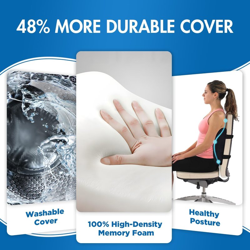 Lumbar Support Pillow - Memory Foam Cushion for Office & Gaming Chair | Ergonomic Back Pain Relief with 3D Mesh Cover