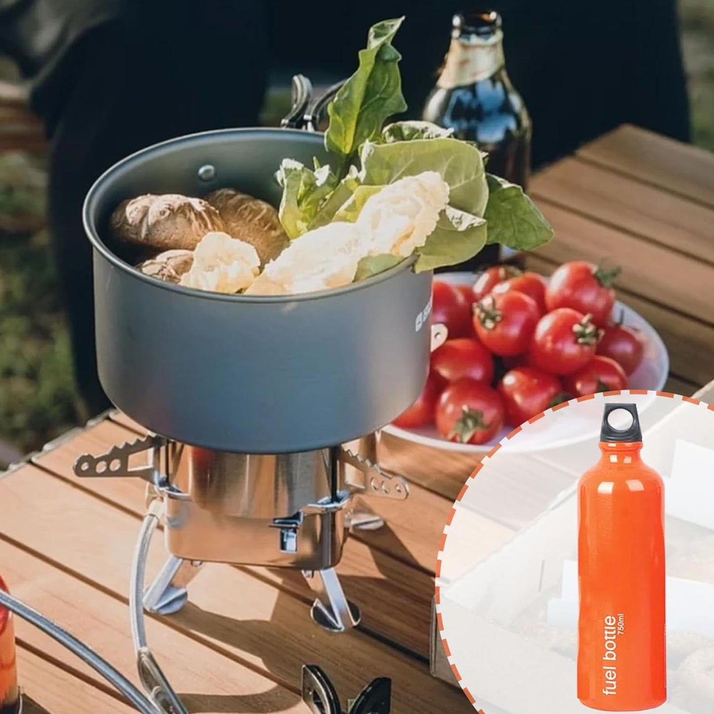 wdcfxy Aluminium Fuel Bottle 750ml - Camping Fuel Container, Leak-Proof Oil Storage Can with Durable Aluminum Construction for Outdoor Use
