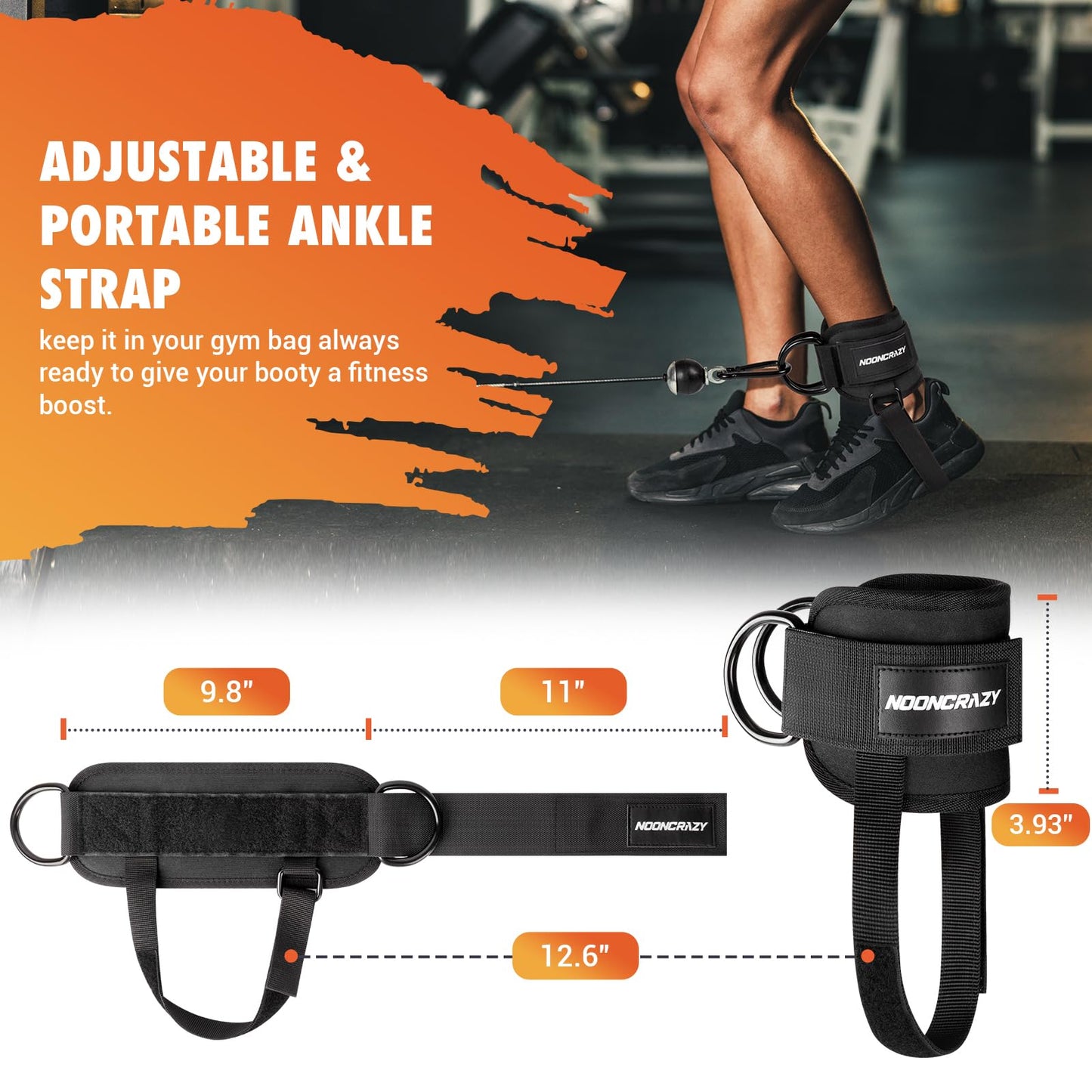 Ankle Strap for Cable Machine Women, Adjustable Gym Cable Ankle Straps for Kickbacks, Glute Workouts, Leg Extensions, Curls, Booty Hip Abductors, Ankle Cuff for Cable Machine Accessories(Black)