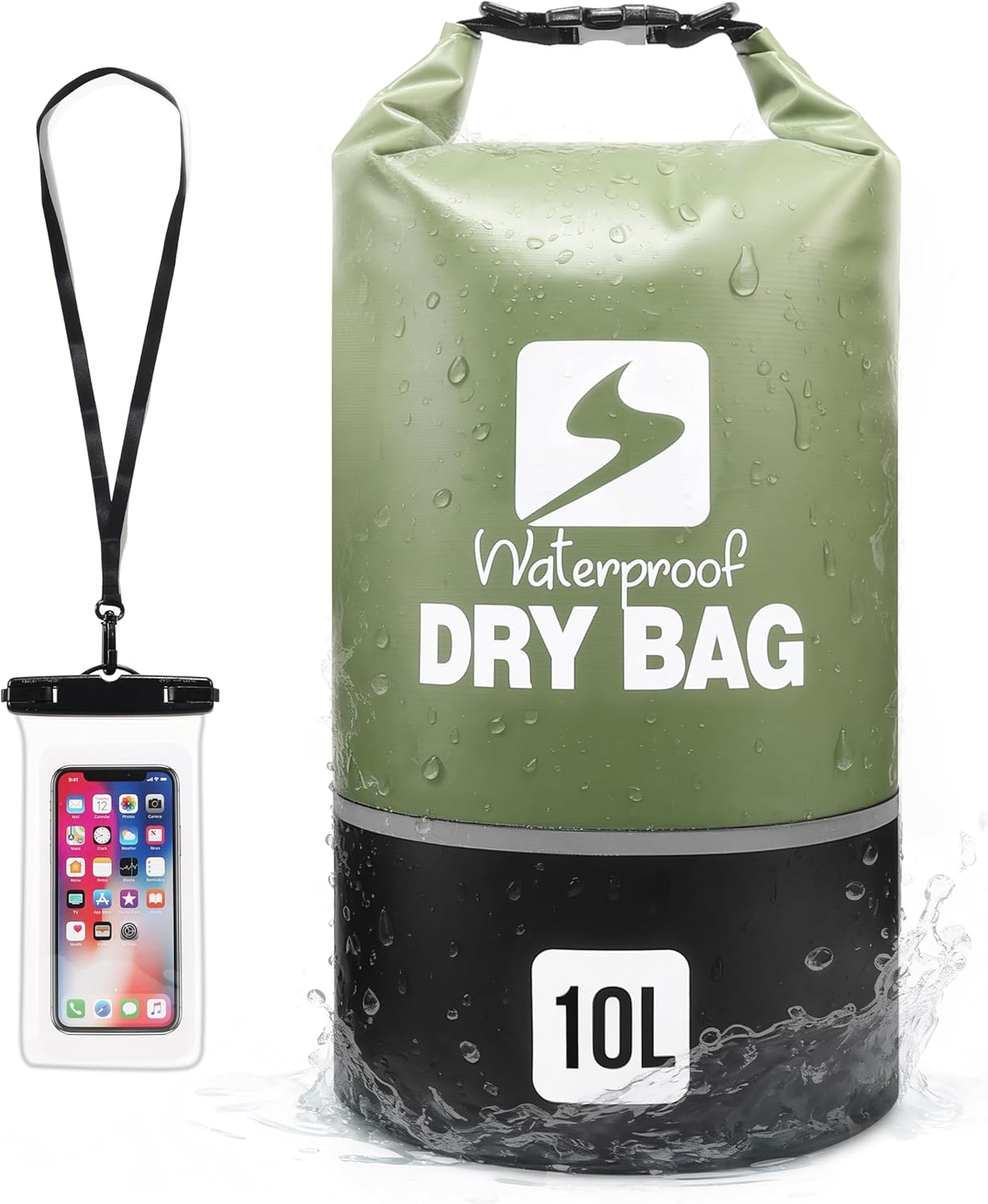 Waterproof Dry Bag - Lightweight Roll Top Backpack for Boating, Kayaking, Travel & Hiking | 10L Adjustable Shoulder Straps