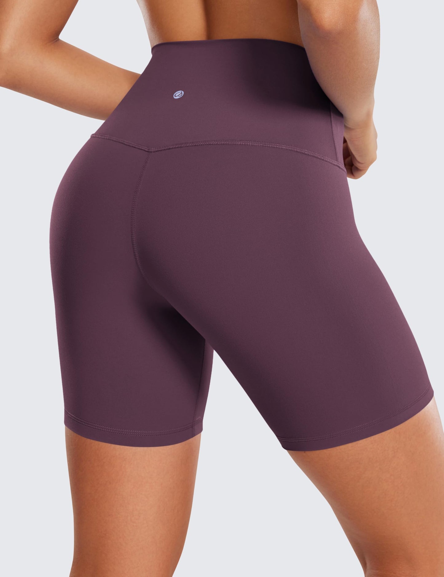 CRZ YOGA ButterLuxe Biker Shorts 6" - High Waisted Workout Running Volleyball Spandex Yoga Womens Grape Thistle Purple X-Large