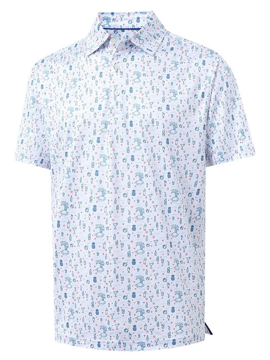 DTWOOO Men's Golf Shirts Short Sleeve Print Performance Moisture Wicking Dry Fit Golf Polo Shirts for Men
