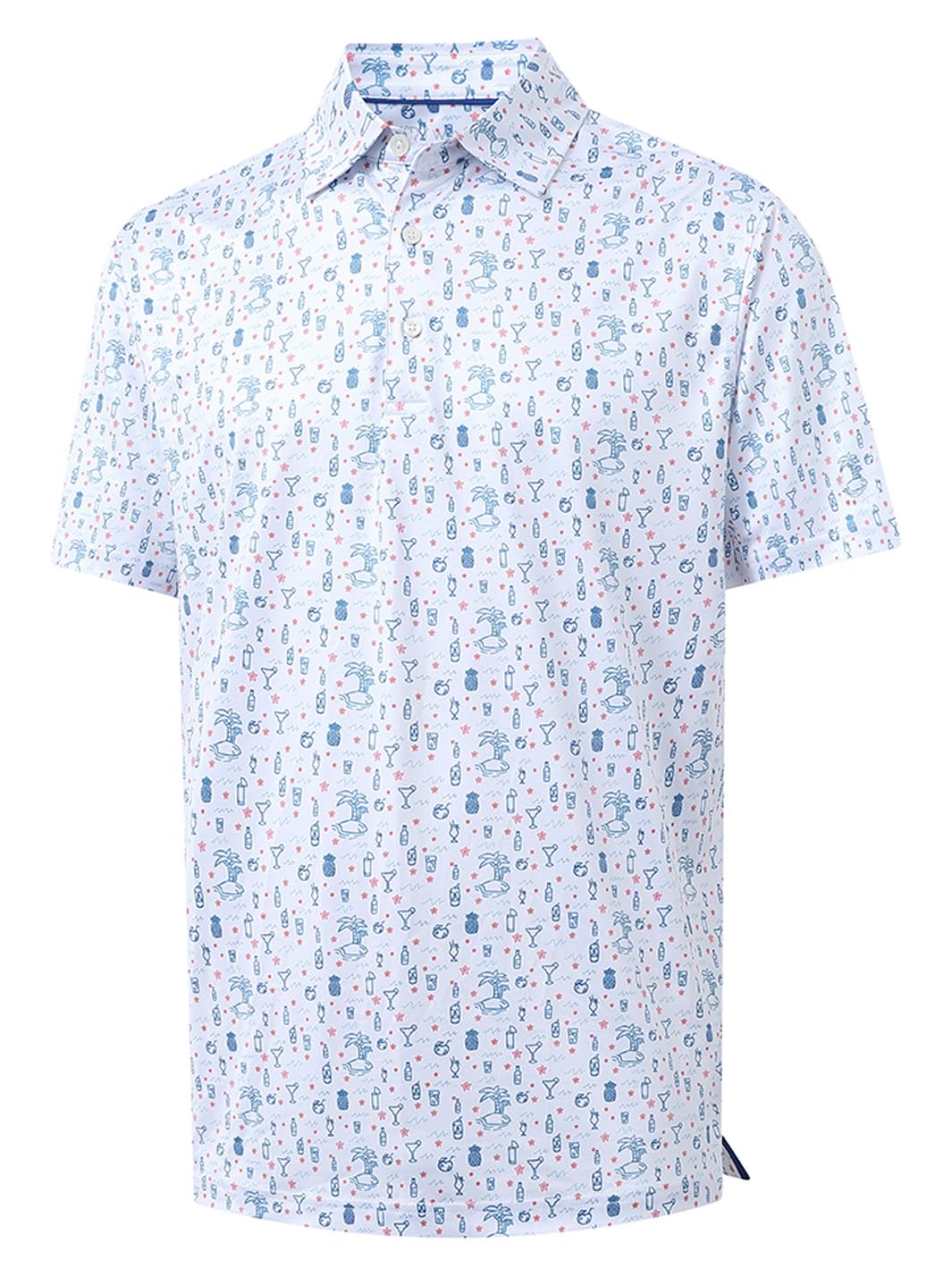 DTWOOO Men's Performance Moisture Wicking Print Short Sleeve Golf Polo Shirts