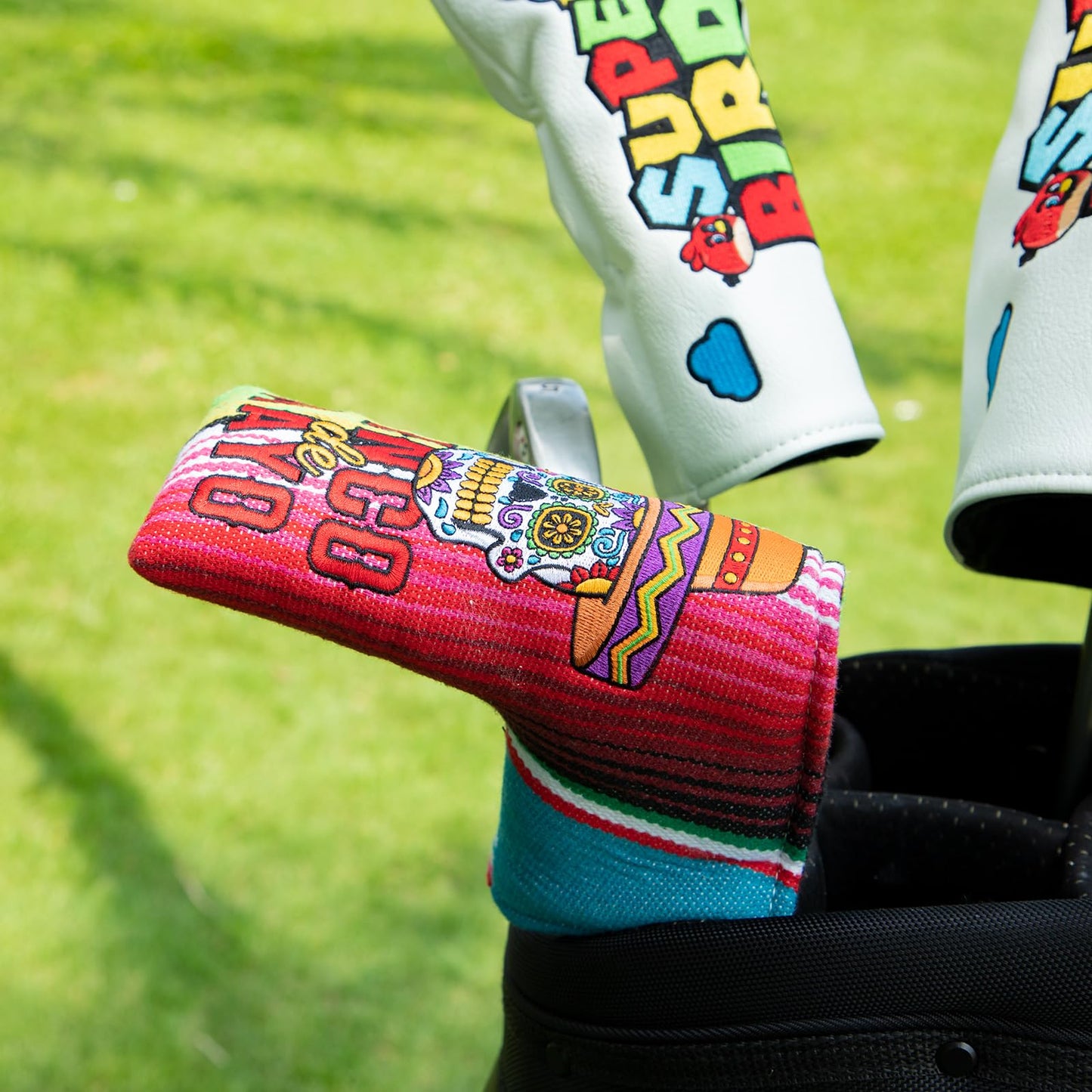 Golf Blade Putter Cover, Golf Blade Covers with Strong Magnetic Closure, Colorful Skull Design Putter Head Cover Durable Canvas Material Blade Putter Headcover