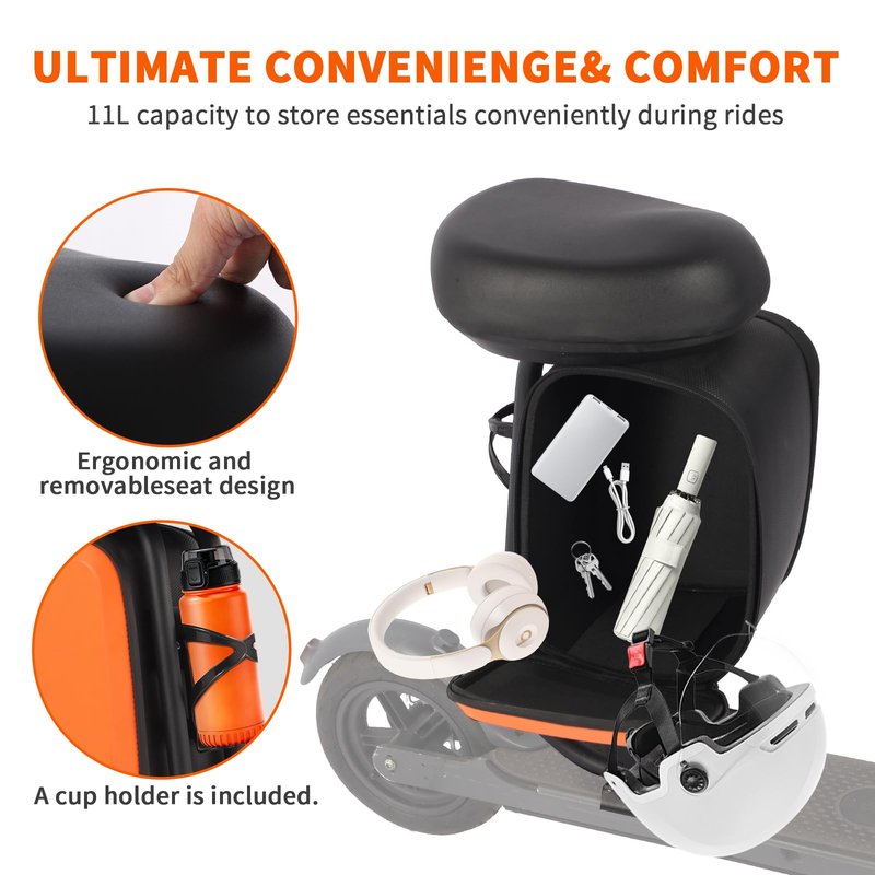 Yungeln Scooter Seat with 10L Large Storage Bag & Cup Holder, Shock Absorption Seat Compatible with Xiaomi 1S M365 Pro Electric Scooter Accessory